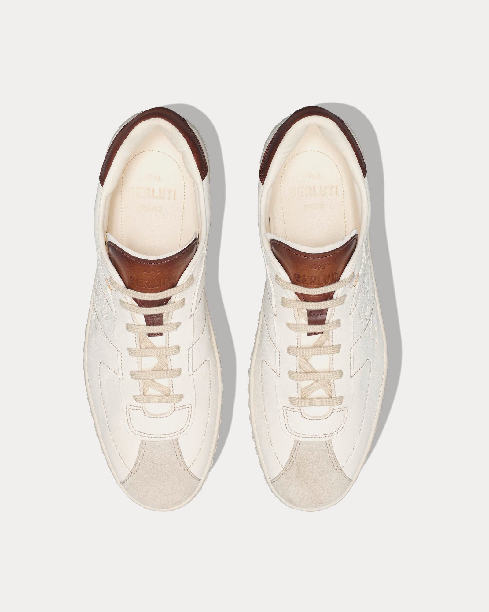 Berluti - Scritto Leather & Suede White Low Top Sneakers