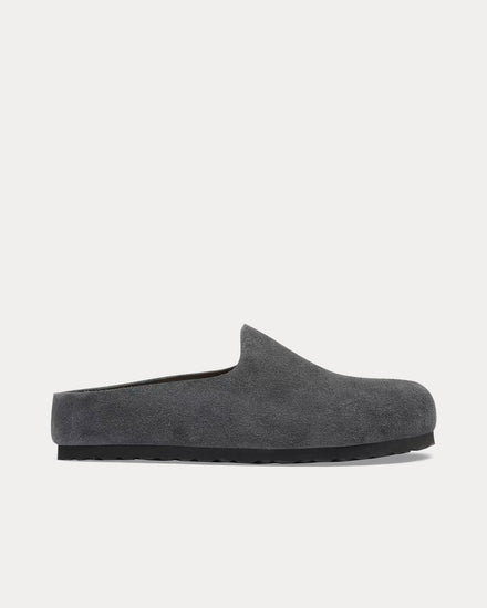 Birkenstock Amsterdam Wrapped Suede Charcoal Clogs - 1