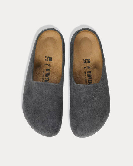 Birkenstock Amsterdam Wrapped Suede Charcoal Clogs - 2
