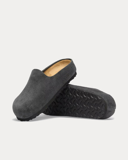 Birkenstock Amsterdam Wrapped Suede Charcoal Clogs - 4