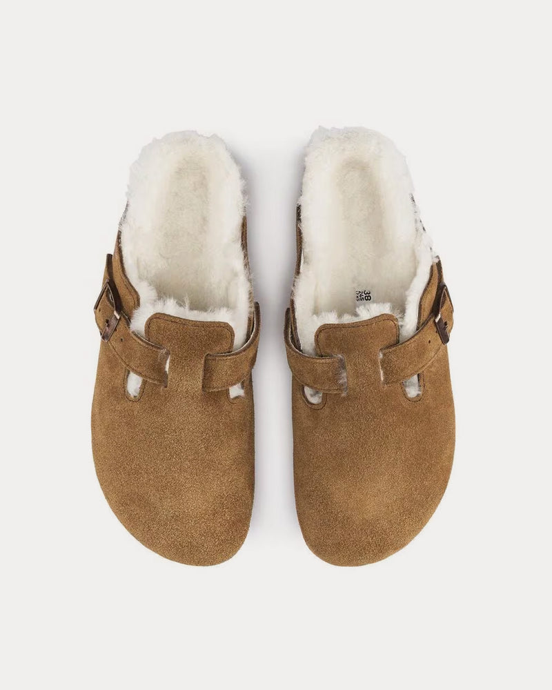 Birkenstock Boston Shearling Suede Mink Clogs - 2