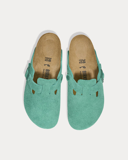 Birkenstock Boston Suede Leather Digital Green Clogs - 2