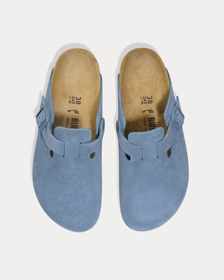 Birkenstock Boston Suede Leather Elemental Blue Clogs - 2