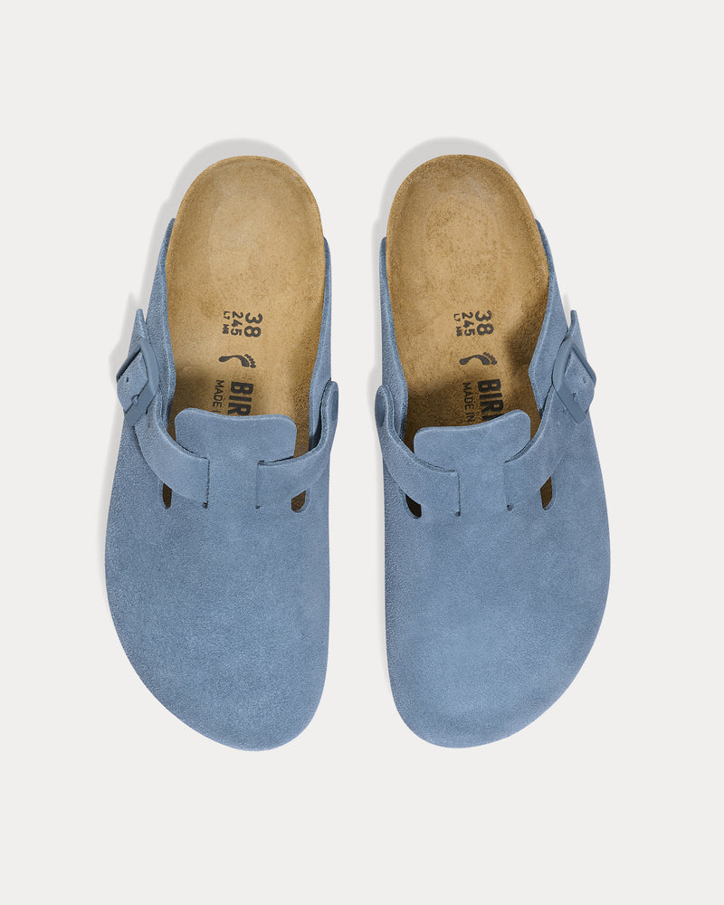 Birkenstock Boston Suede Leather Elemental Blue Clogs - 2