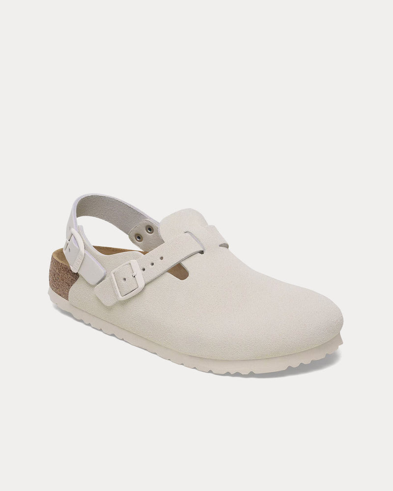 Birkenstock Tokio Suede Antique White Clogs - 3