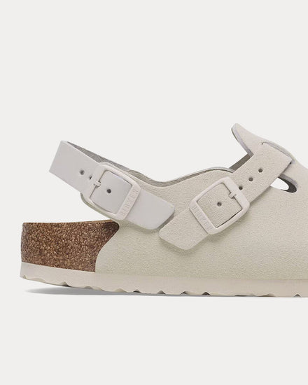 Birkenstock Tokio Suede Antique White Clogs - 4