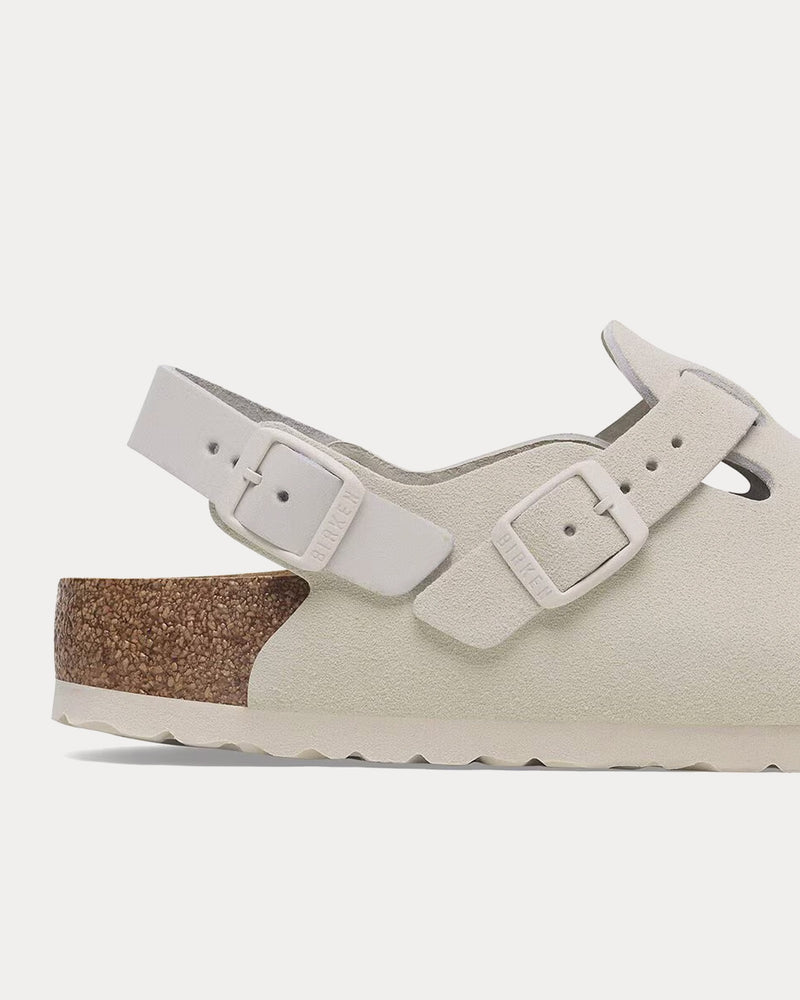 Birkenstock Tokio Suede Antique White Clogs - 4