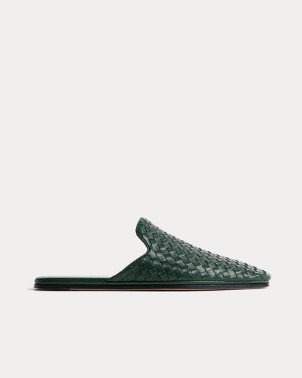 Bottega Veneta Palazzo Alpi Green Open-Back Slippers - 1
