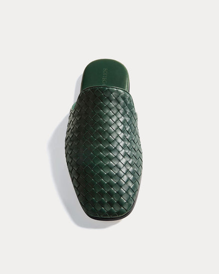 Bottega Veneta Men's Palazzo Alpi Green Open-Back Slippers