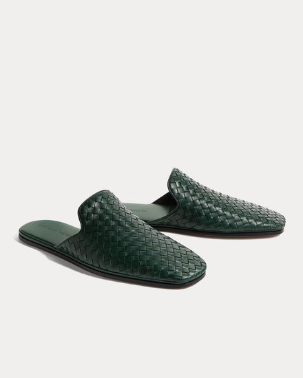 Bottega Veneta Palazzo Alpi Green Open-Back Slippers - 3