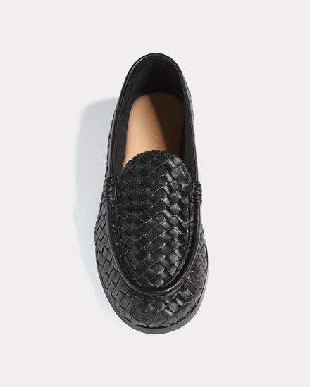 Bottega Veneta Silenzio Leather with Intrecciato Black Loafers - 2