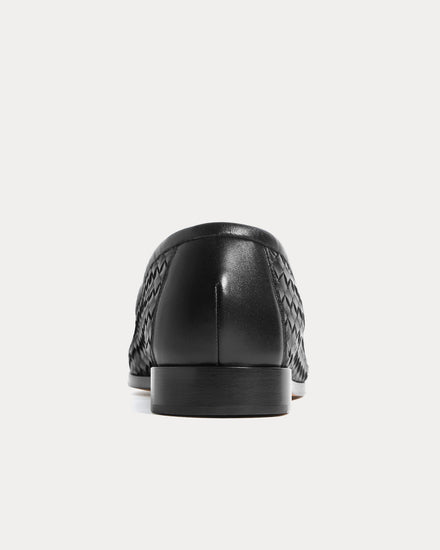 Bottega Veneta Silenzio Leather with Intrecciato Black Loafers - 4