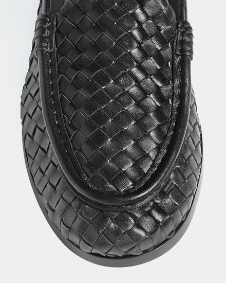 Bottega Veneta Silenzio Leather with Intrecciato Black Loafers - 5