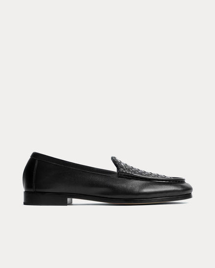 Bottega Veneta Silenzio Leather Black Loafers - 1