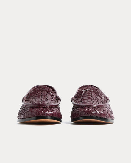 Bottega Veneta Silenzio Leather with Intrecciato Deep Mahogany Loafers - 3