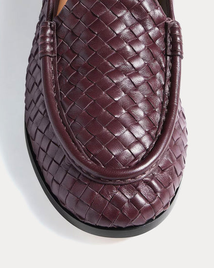 Bottega Veneta Silenzio Leather with Intrecciato Deep Mahogany Loafers - 5