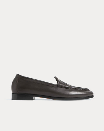 Bottega Veneta Silenzio Leather Espresso Loafers - 1