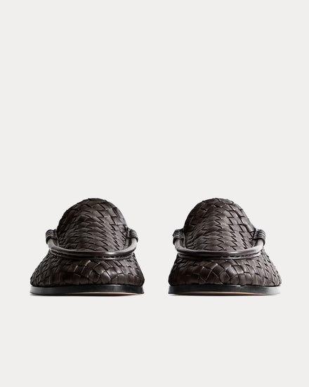 Bottega Veneta Silenzio Leather with Intrecciato Espresso Loafers - 3