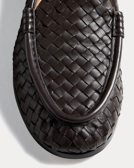 Bottega Veneta Silenzio Leather with Intrecciato Espresso Loafers - 5