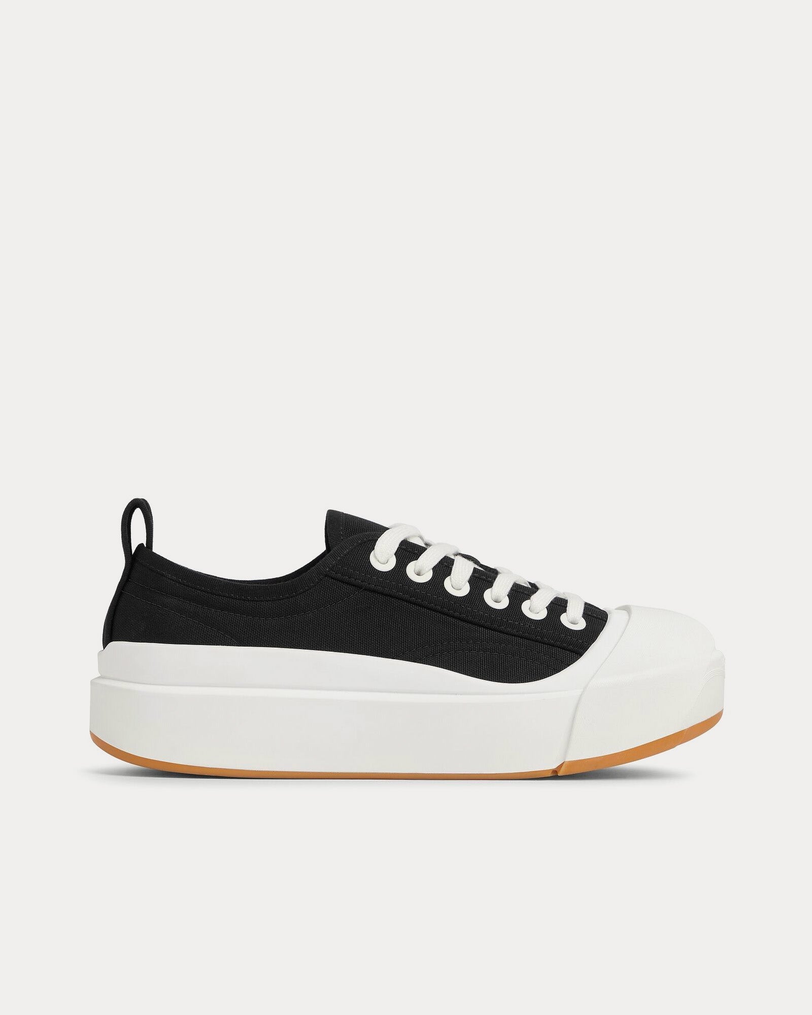 Bottega Veneta - Vulcan Platform Canvas Black / White Low Top Sneakers