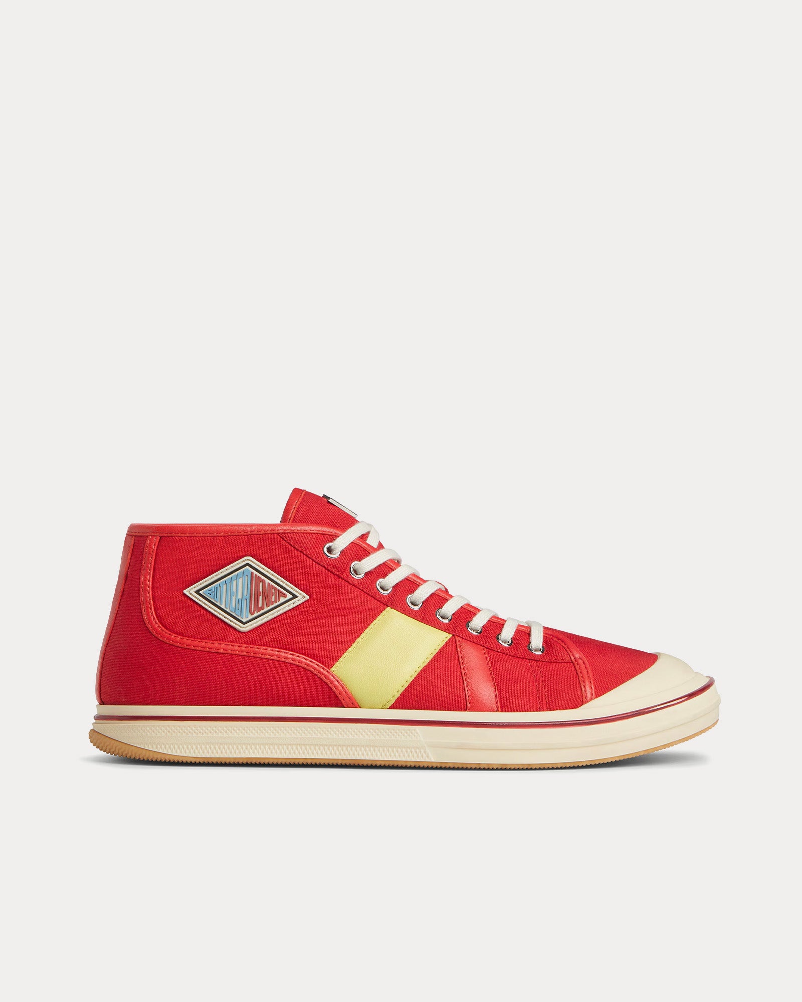 ELIOT SNEAKER IN GREEN PASTEL CANVAS AND CALFSKIN