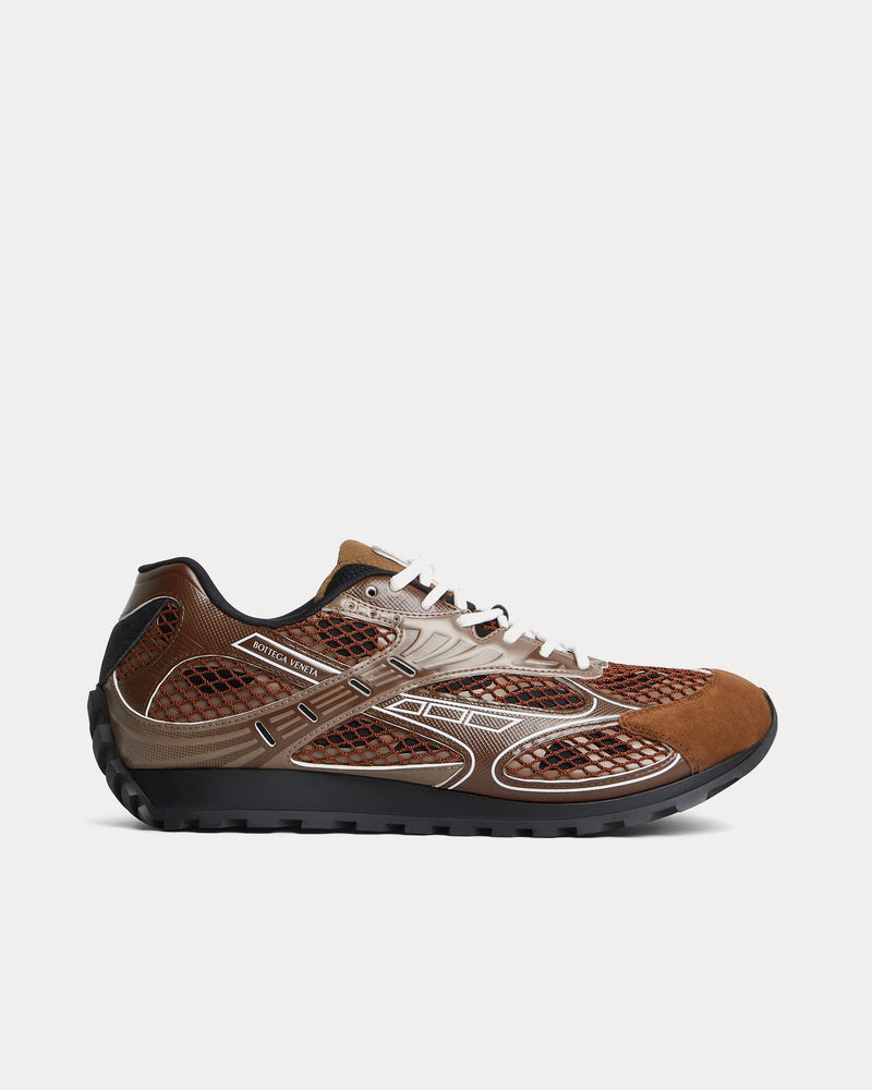 Bottega Veneta Orbit Lightweight Technical Fabric, Suede & Mesh Star Anise / Pinecone Low Top Sneakers - 1