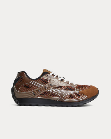 Bottega Veneta Orbit Lightweight Technical Fabric, Suede & Mesh Star Anise / Pinecone Low Top Sneakers