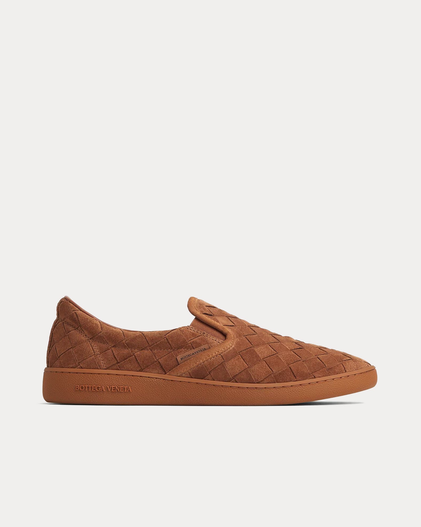 Bottega Veneta Unisex Sawyer Intrecciato Suede Caramel Slip On