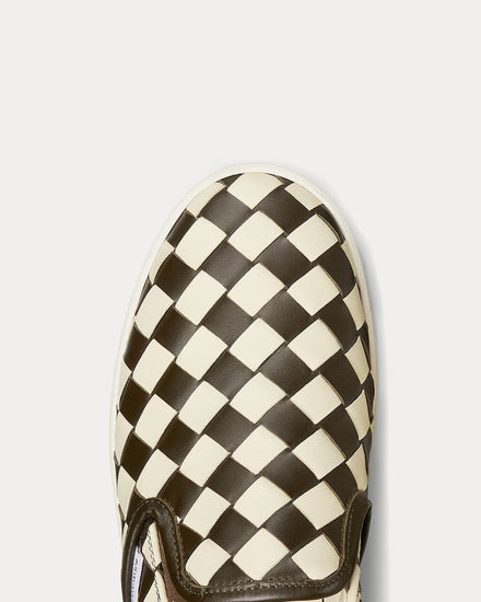Bottega Veneta Sawyer Intrecciato Leather Sea Salt / Kaki Slip On Sneakers - 4