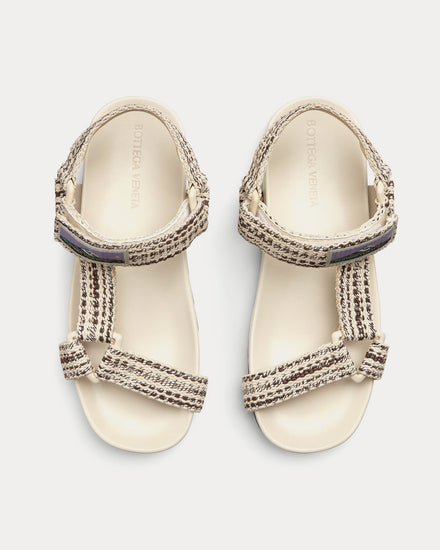 Bottega Veneta Trip Ribbon Fabric Sea Salt / Mole Sandals - 2