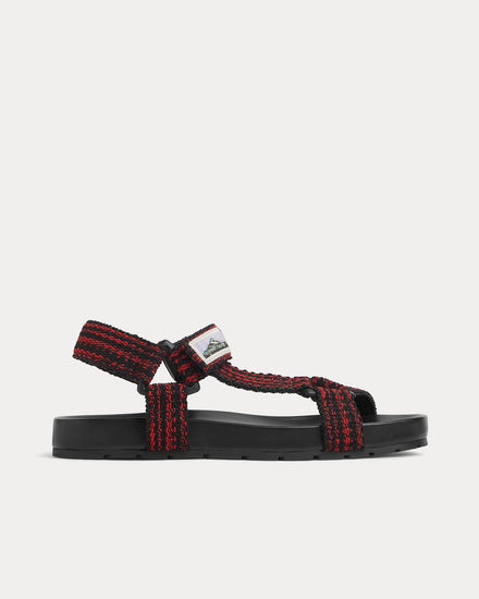 Bottega Veneta Trip Ribbon Fabric Black / Carmine Sandals - 1
