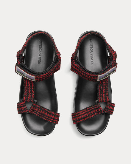 Bottega Veneta Trip Ribbon Fabric Black / Carmine Sandals - 2
