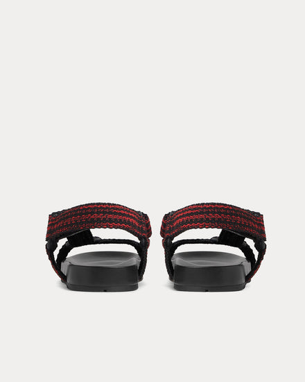 Bottega Veneta Trip Ribbon Fabric Black / Carmine Sandals - 3