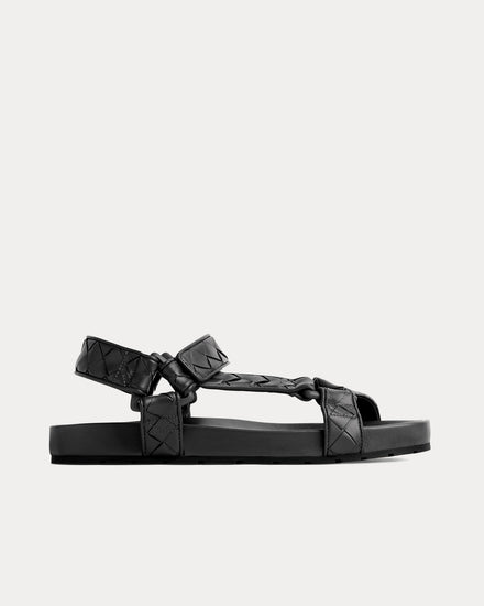 Bottega Veneta Trip Leather Black Sandals - 1