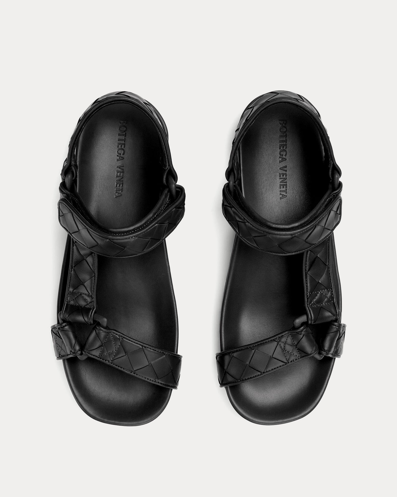 Bottega Veneta - Trip Leather Black Sandals