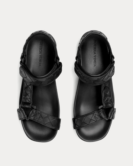 Bottega Veneta Trip Leather Black Sandals - 2
