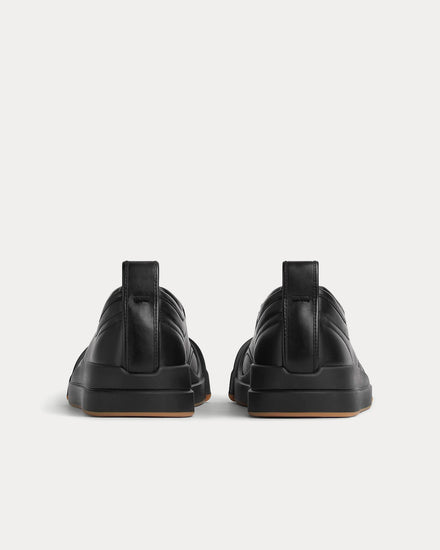 Bottega Veneta Unisex Vulcan Calfskin Leather Black Low Top Sneakers