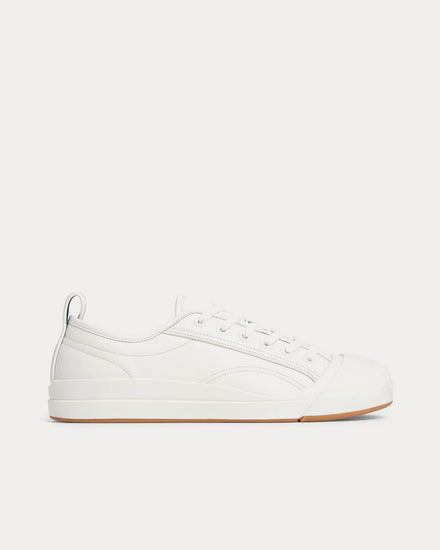 Bottega Veneta Vulcan Calfskin Leather Optic White Low Top Sneakers - 1