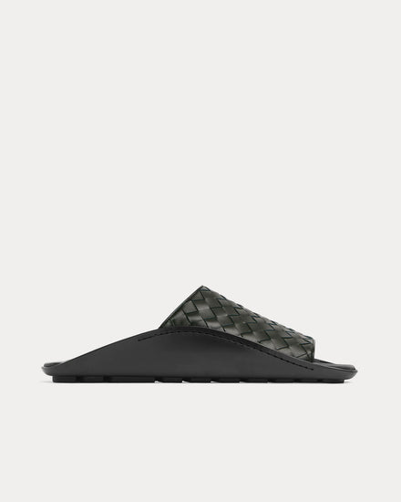 Bottega Veneta Wave Dark Green Mule Sandals - 1