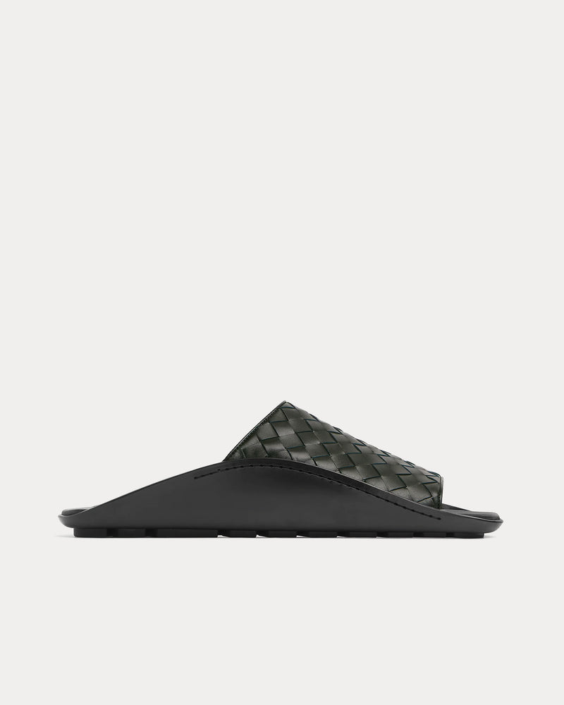 Bottega Veneta Wave Dark Green Mule Sandals - 1