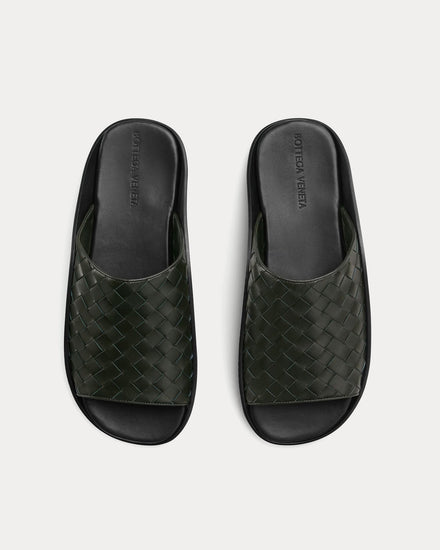 Bottega Veneta Wave Dark Green Mule Sandals - 2