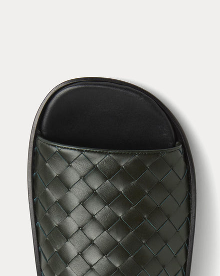 Bottega Veneta Wave Dark Green Mule Sandals - 4