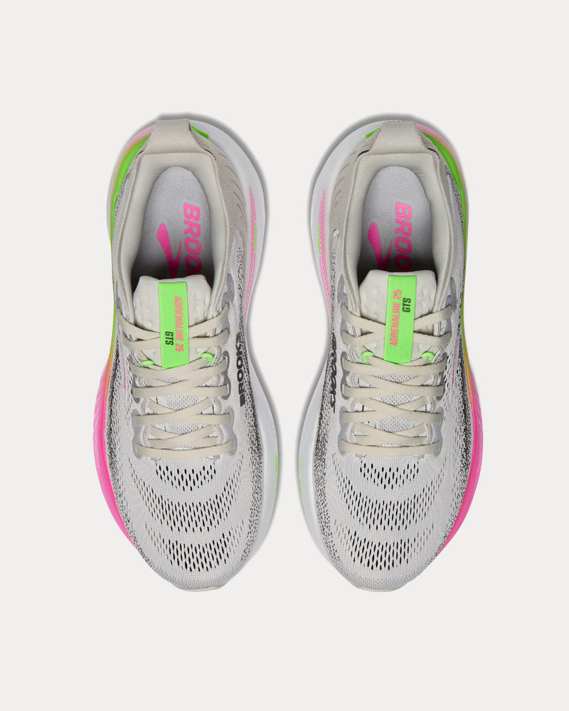 Brooks Running Adrenaline GTS 25 Oyster / Pink / Green Running Shoes - 2
