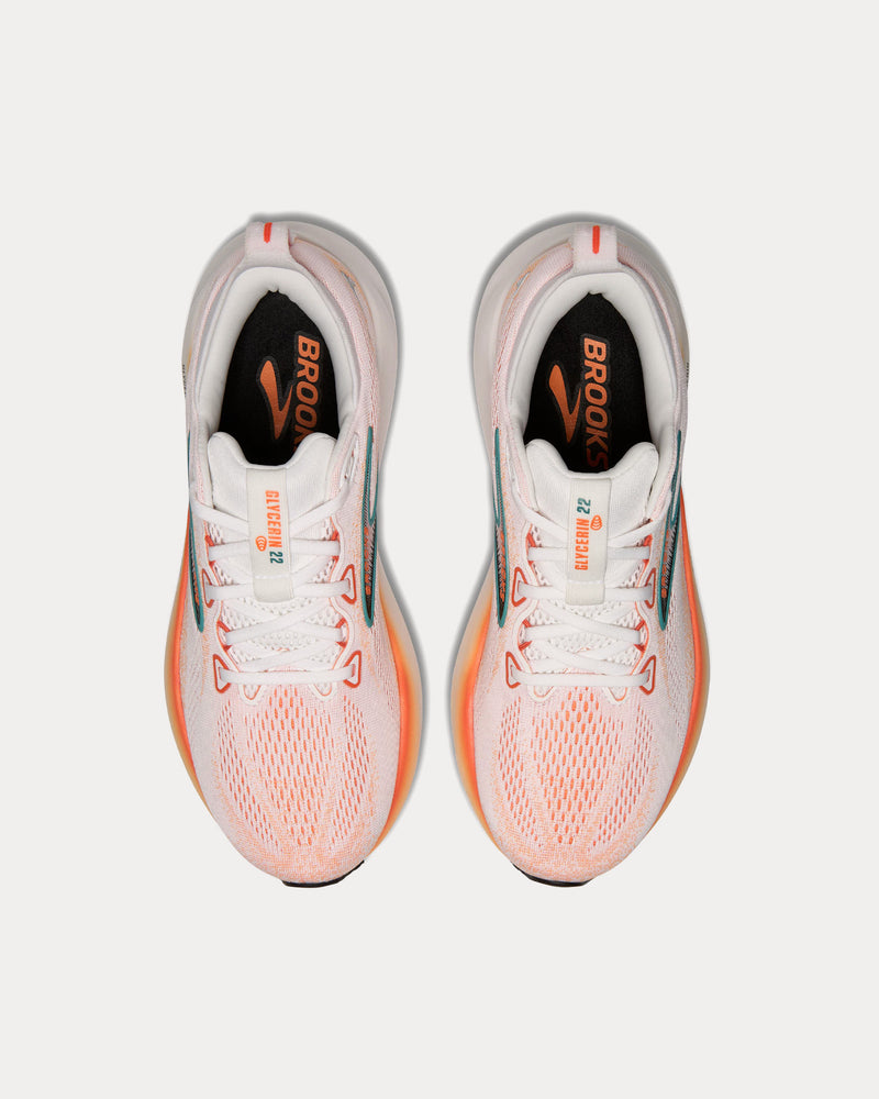 Brooks Running Glycerin 22 White / Orange / Green Blue Slate Running Shoes - 2