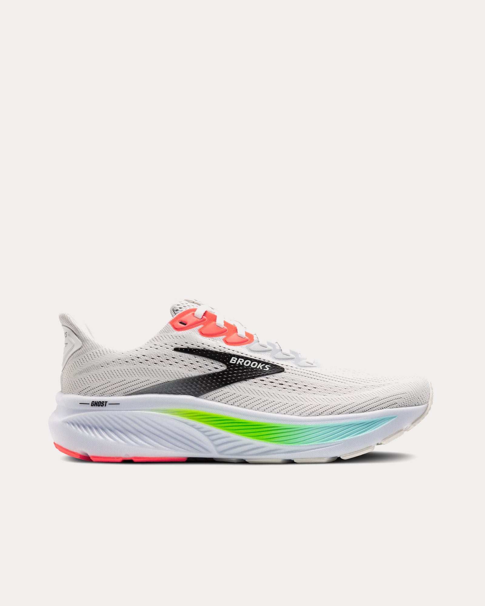 Brooks Ghost 17 Running Shoes Men\'s 14 D White Pink Gecko 110442 1D 112 Sneakers Brooks Ghost 17 White Pink Clay Gecko for sale | eBay main image 2