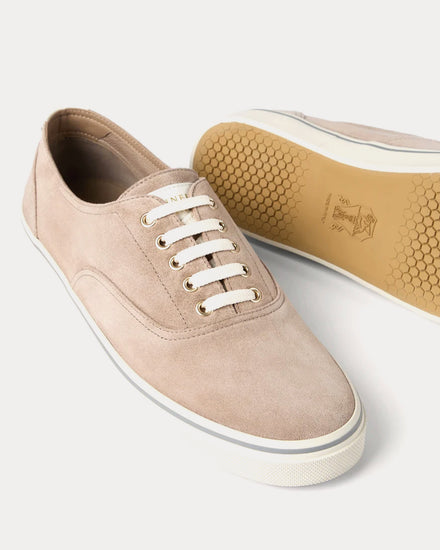 Brunello Cucinelli Reversed Calfskin Beige Low Top Sneakers - 4