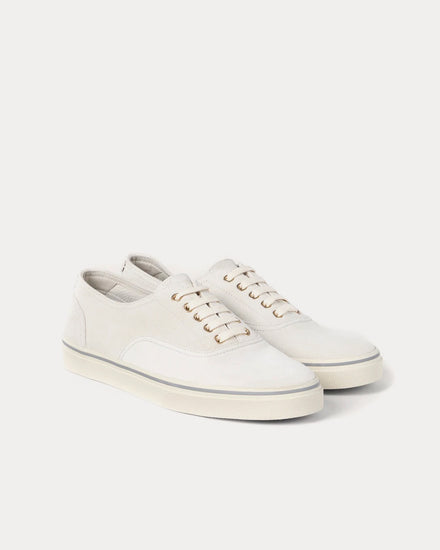 Brunello Cucinelli Reversed Calfskin White Low Top Sneakers - 2