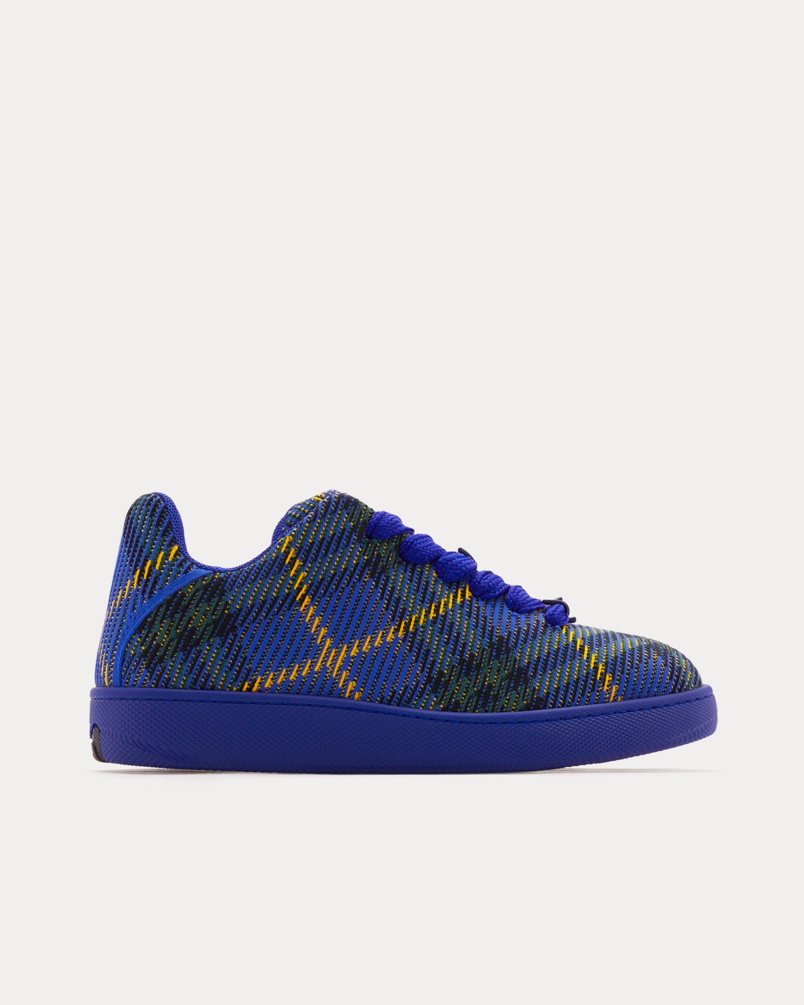 Burberry Men's Box Check Knit Bright Navy Low Top Sneakers