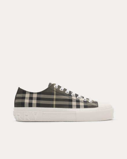 Burberry Check Nylon Blend Thicket Brown Low Top Sneakers - 1