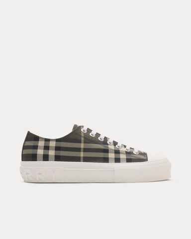 Burberry Check Nylon Blend Thicket Brown Low Top Sneakers